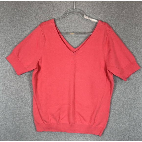 Tommy Hilfiger Sweater Womens 1X V Neck Short Sleeve Pullover Lightweight Top - Picture 1 of 13